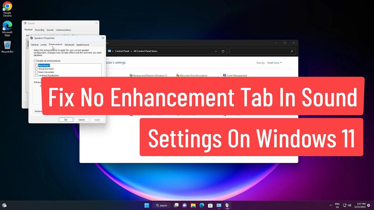 Fix No Enhancement Tab In Sound Settings On Windows 11 YouTube