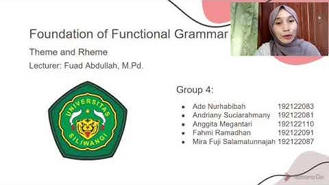 Theme and Rheme II Foundation of Functional Grammar