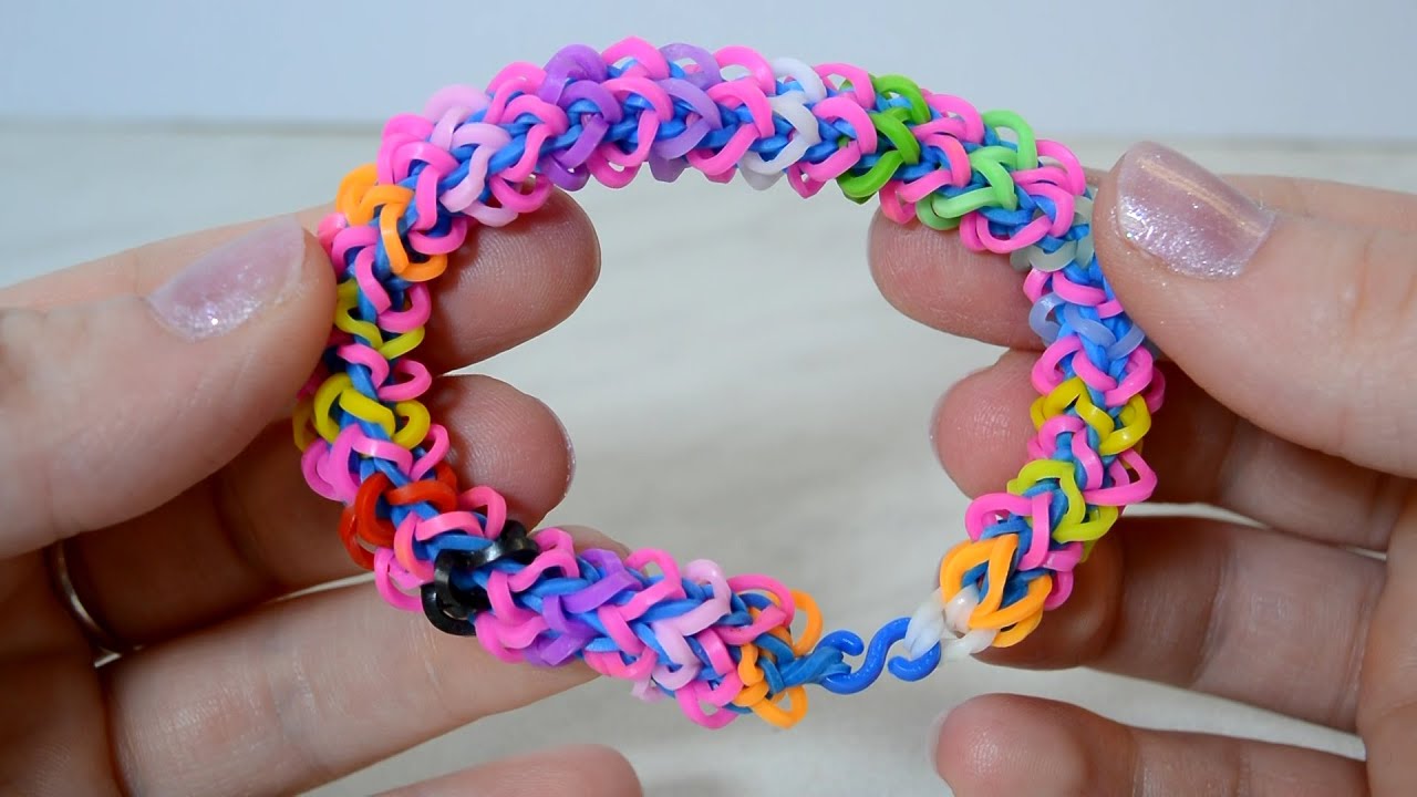 Rainbow Loom Quadzilla Bracelet With Two Forks without Loom-DIY - YouTube