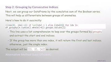 How to Get Start and End Indices of Anomalies in a Pandas DataFrame