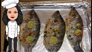 Grilled Fish  طريقة عمل السمك المشوي بالزيت والليمون