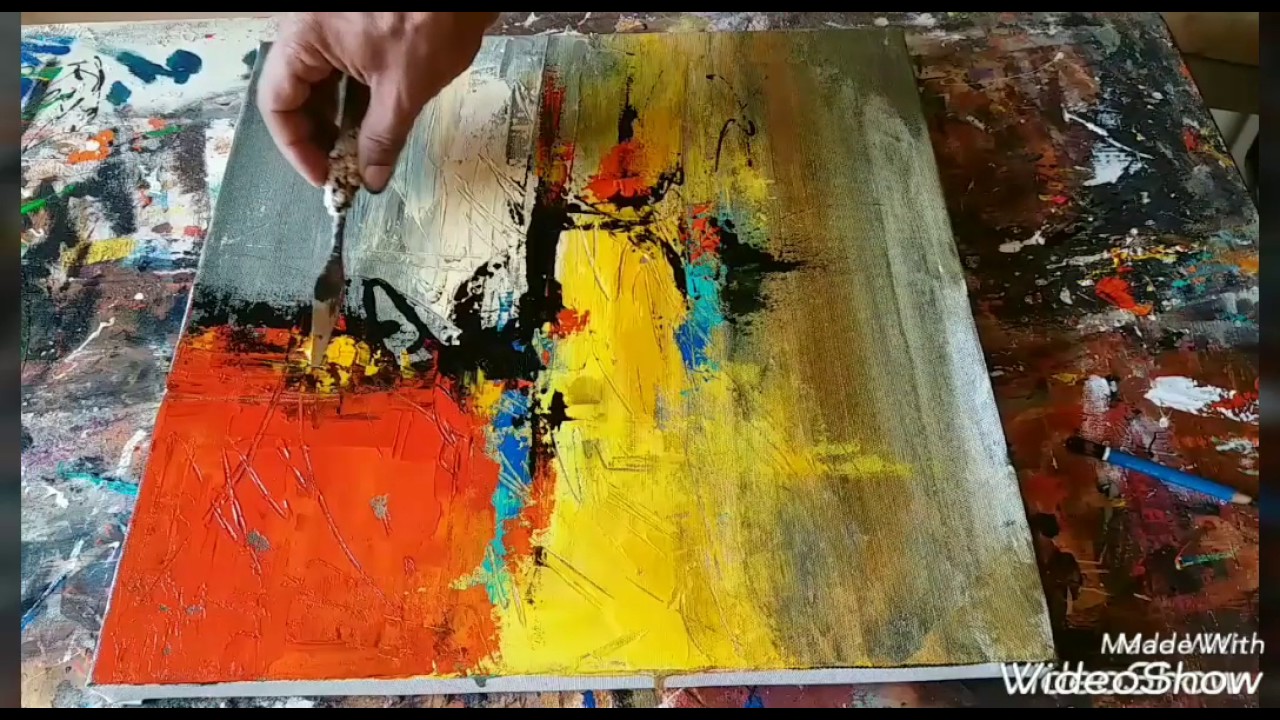 Acrylic abstract painting demonstration #Palette knife blending