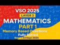 🔥 VSO 2025 Layer 3 Mathematics Part 1 | Memory Based Questions Fully Solved | Exam 23 Sept 2025