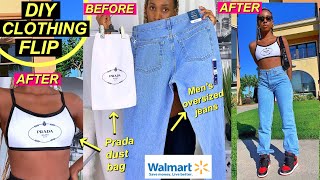 DIY CLOTHING UPCYCLE | DIY Dust Bag To Crop Top + Jeans | Clothing Transformations