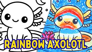Cute Axolotl Coloring Page - Lily Pad Fish Friend Relaxing Art