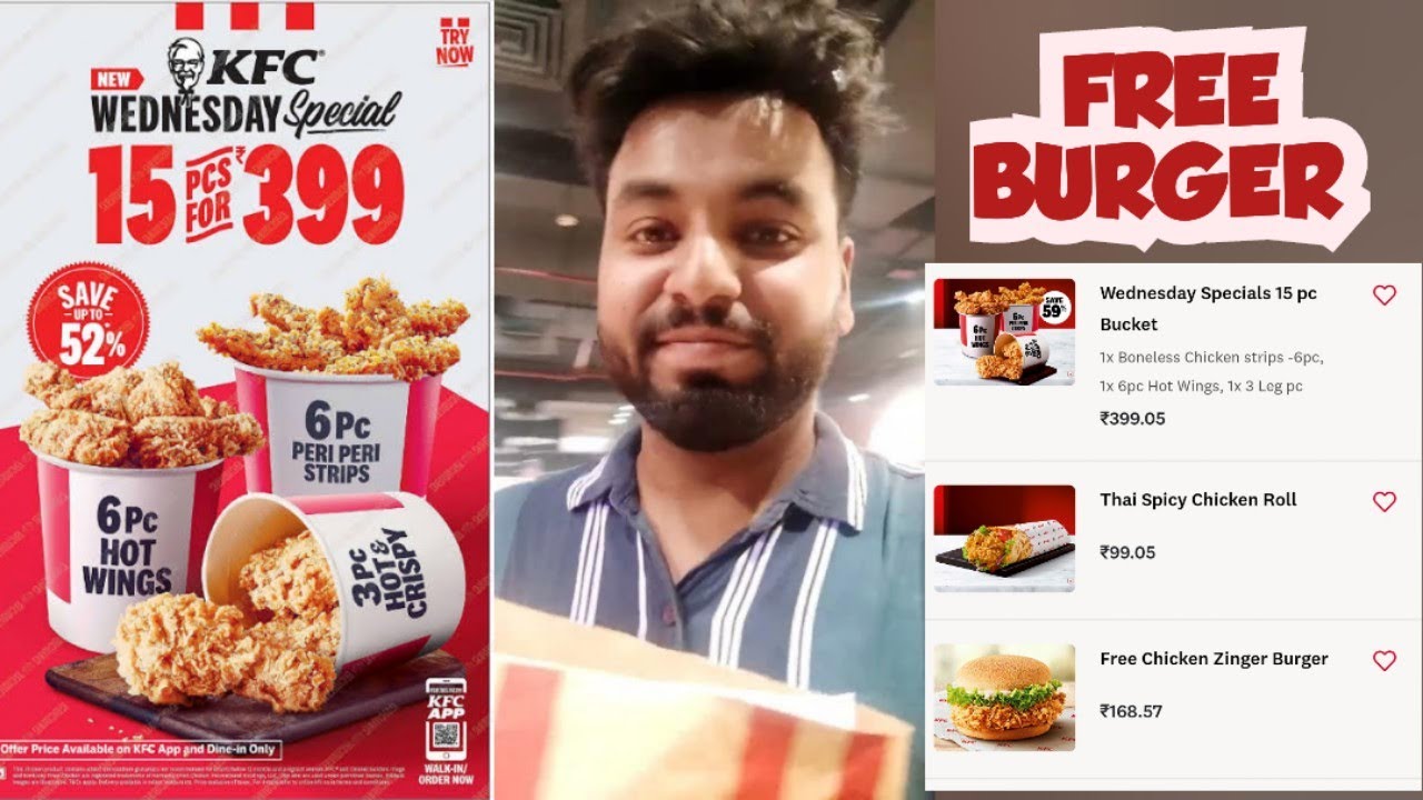 kfc chicken bucket, roll and burger Wednesday offer vlog 