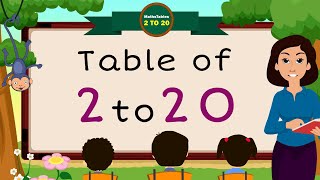 2 to 20 Tables, Two to Twenty Multiplication tables, 20 times Multiplication