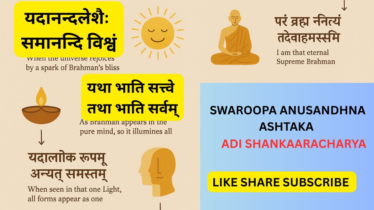 Swaropa Swaroopa Anusandhana Stotra Sri Adi Shankaracharya यदानन्दलेशैः ...