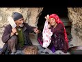 Old style cooking in the cave like 2000 years ago old lovers living in a cave afghanistan village