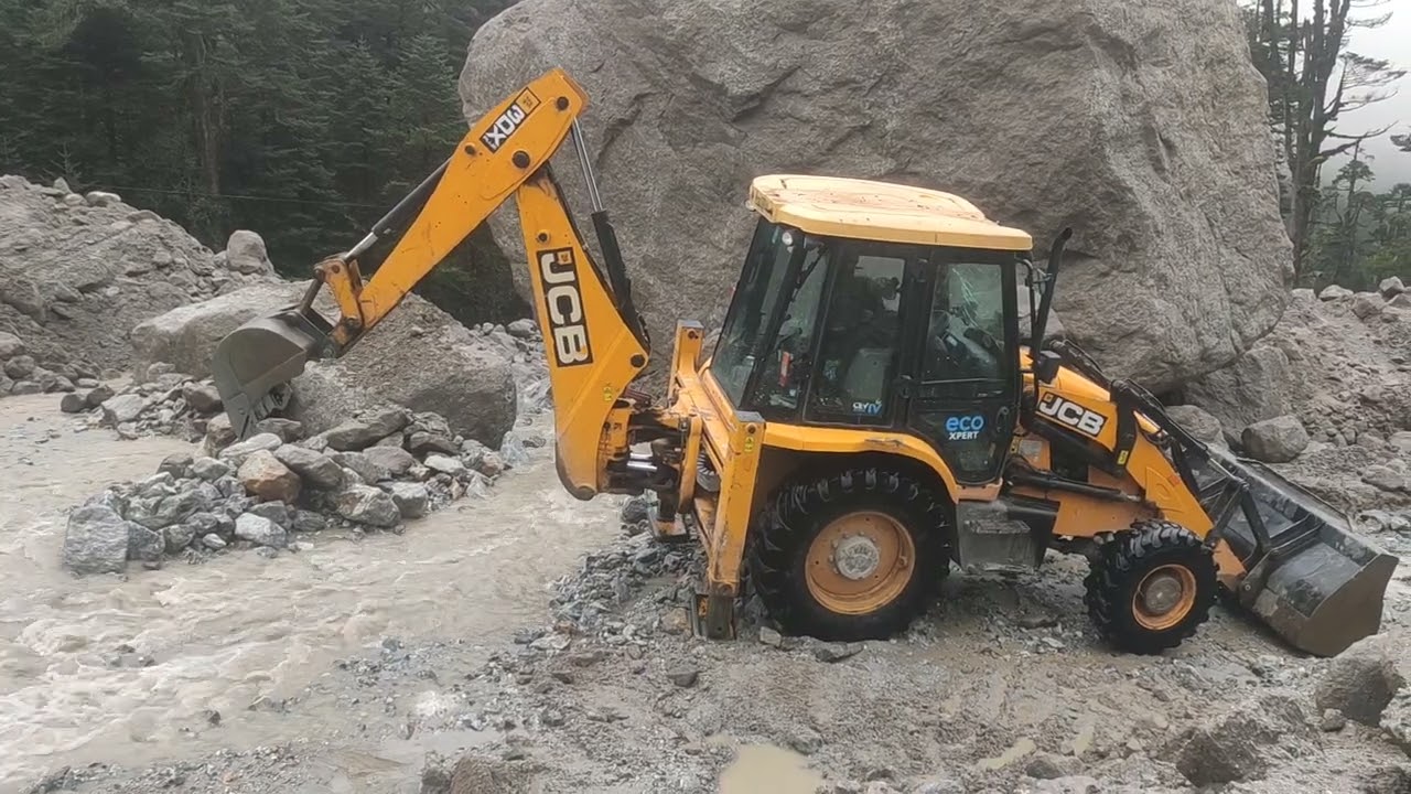 JCB Machine Clearing Landslide In Lachung