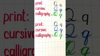 How To Write The Letter Q In Print, Cursive And Calligraphy Handwriting Calligraphya To Z
