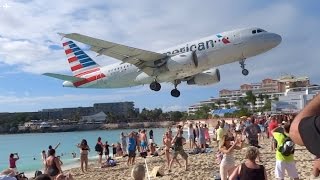 Extremely Low Landing at St Maarten Princess Juliana Airport American Airlines A319