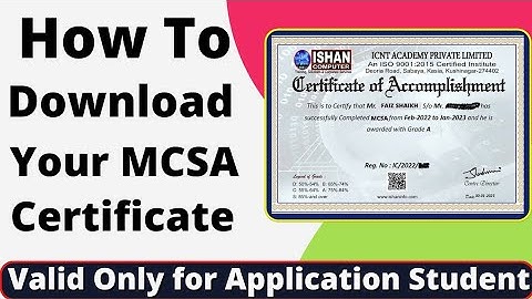MCSA Certificate | Download MCSA certificate | valid only for application students #icntgyan