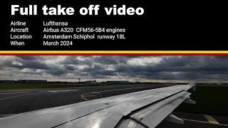 Lufthansa A320 full take off Airbus A320 from Amsterdam Schiphol airport | Loud | 4K | Barking dog |