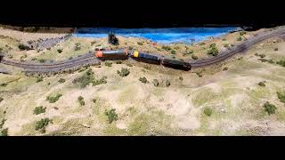 Tehachapi loop, Caliente, Cable, Monolith, Bealville and Rosamond on 4HCDs in N scale