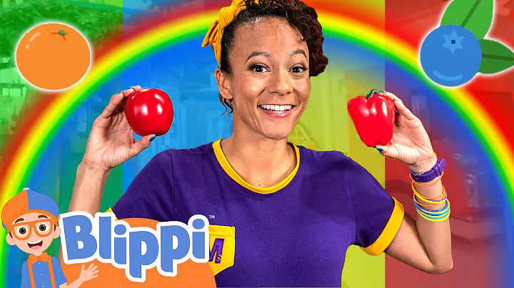 Meekah's Rainbow Color Food Challenge | Yes Yes Fruits | Blippi - Learn Colors and Science