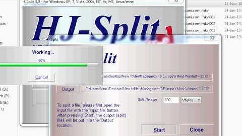 How to split file using HJSplit