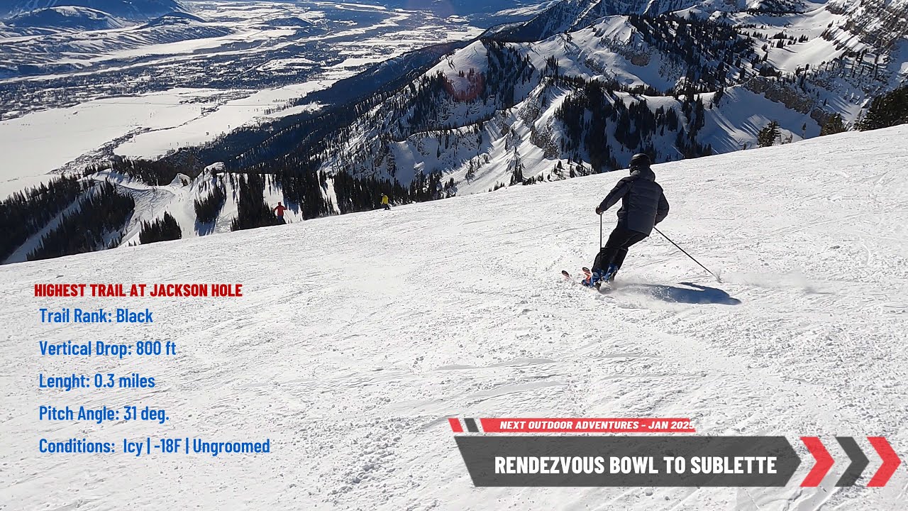 Jackson Hole’s Highest Ski Run! 🚠 Rendezvous Bowl ◾️🔷️ to Sublette Chair | 4K Adventure