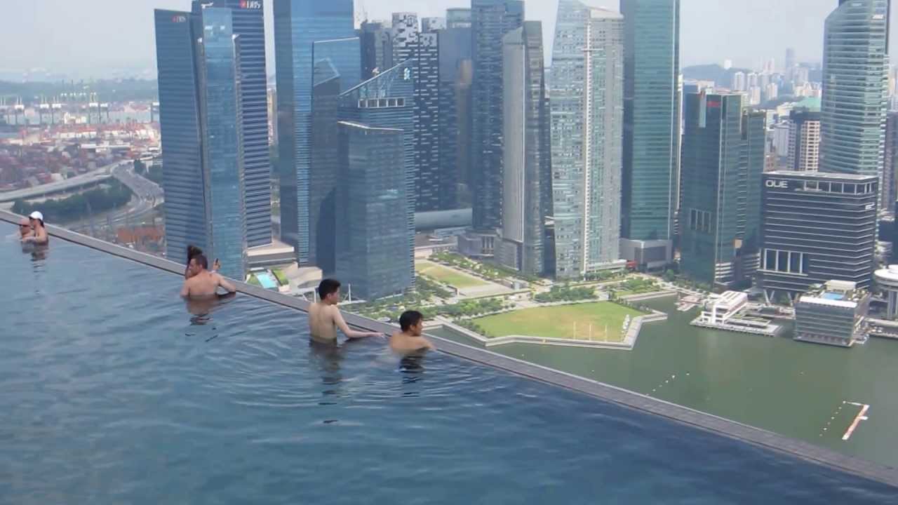 Marina Bay Sands rooftop infinity pool, Singapore. YouTube