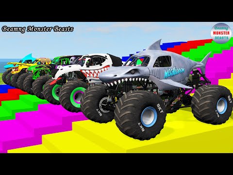 Monster Truck Transport on Triple Flatbed Trailer – BeamNG Monster Beasts #109