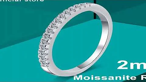 KNOBSPIN 2mm D Color Moissanite Ring s925 Sterling Sliver Plated 18k White Gold Eternity Band Weddin
