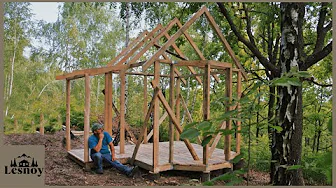 🪓I am building a wooden house🏡 Frame ready. Part 1