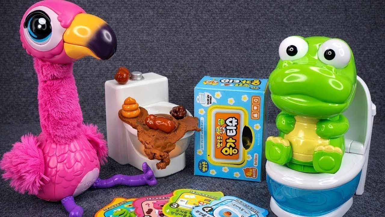 [Toy ASMR] Flamingo & Turtle Routine & Doctor Toys 💩 크롱 배변훈련 & 식사놀이 장난감 언박싱 | Satisfying Unboxing