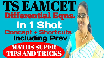 TS EAMCET Differential Eq in 1 Shot Concept+Shortcuts+Prev@MATHSSUPERTIPSANDTRICKS