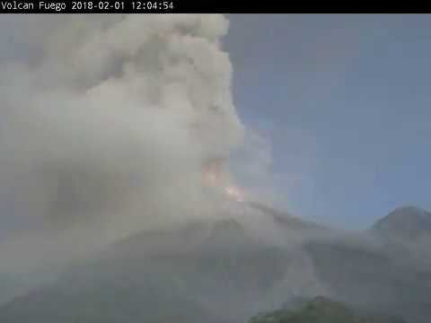 2018-02-01 morning time-lapse video of Fuego volcano, Guatemala