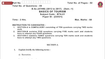 BSC ATHM 1ST SEM BASICS OF TOURISM C DEC 2018 | PTU