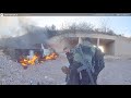 Burglary suspect gets shot after crashing and setting stolen truck on fire