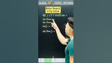 1 Marks Question Bihar Board PYQ 2024   || INTEGRALS  Chapter 7 Class 12 Board Exam 2025 NCERT