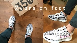 yeezy boost 350 v2 zebra on feet