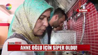 Anne oğlu için siper oldu!