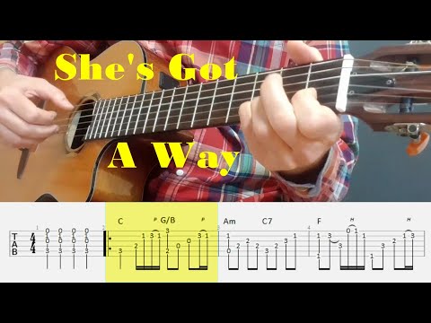 She's Got A Way - Billy Joel - Fingerstyle Guitar Tutorial Tab