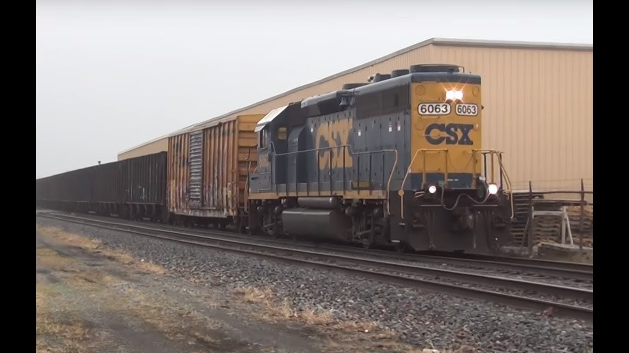 CSX 6063 former GM50 on track to Husky - YouTube