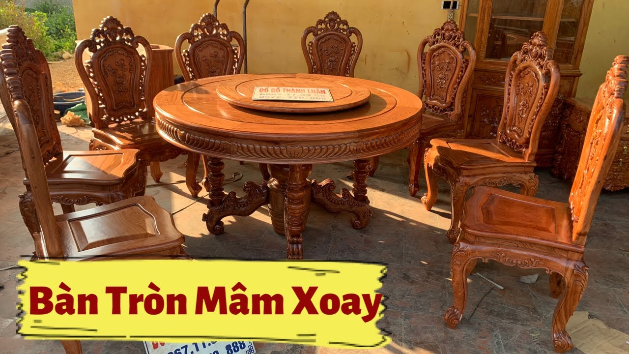 Bàn Ghế Ăn Mẫu Hoa Lan Tây Gỗ Hương (Bàn Tròn Mâm Xoay) B.Loan Tp ...