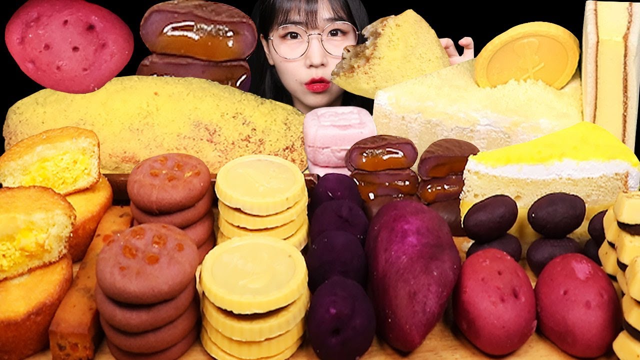 ASMR MUKBANG | 달달한 고구마 디저트 먹방🍠 고구마케이크 꿀고구마 찰떡파이 마가렛트 빈츠 크림빵 아이스크림 Sweet Potato DESSERT EATING