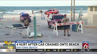 4 injured when car crashes through Daytona Beach toll booth and into ocean