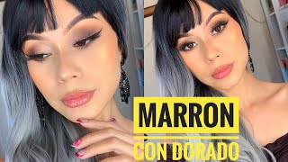 MAQUILLAJE TUTORIAL MARRON CON DORADO PARA OUTFIT MARRON 🤎　#makeupideas  #maquillaje  #colourpop