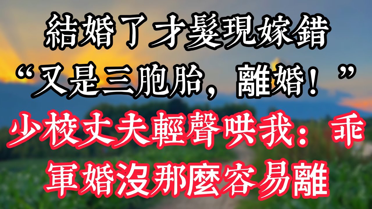 結婚了才髮現嫁錯，“又是三胞胎，離婚！”少校丈夫輕聲哄我：乖，軍婚沒那麼容易離