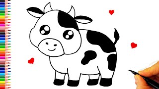 Çok Kolay İnek Çizimi - İnek Nasıl Çizilir? - How To Draw a Cow Easy