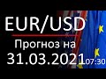 Прогноз форекс 31.03.2021, 7:30, курс доллара eur usd. Forex. Трейдинг с нуля. Заработок в интернете