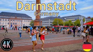 Darmstadt City Germany, Walking tour in Darmstadt 4k 60fps ☀️ 2023