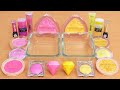 Pink vs gold  mixing makeup eyeshadow into slime asmr