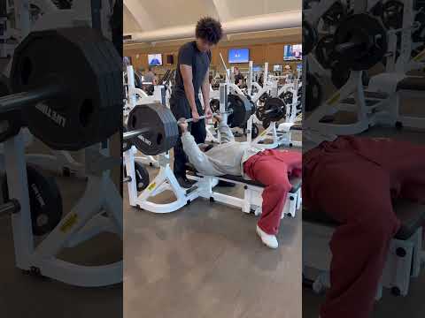 Heavy bench press with my son