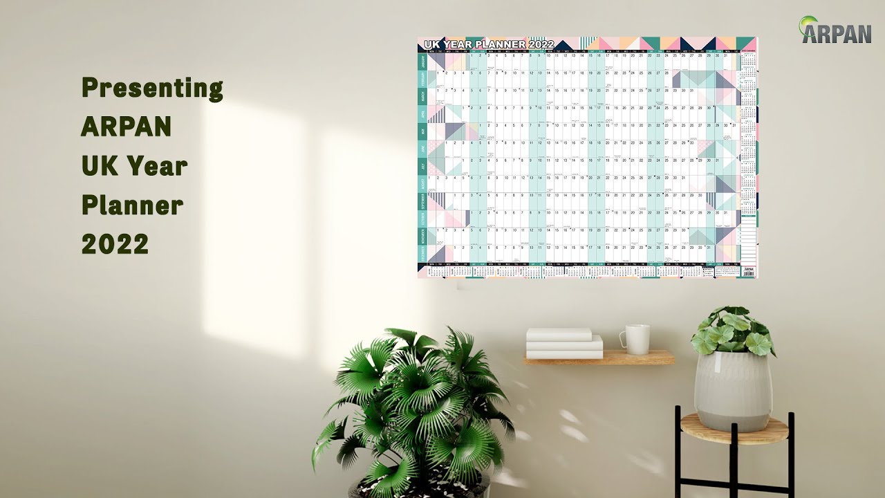 2022 UK Unmounted Year View Wall Planner Laminated A1 Large Size - ST-2247