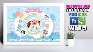 Tutorial Desain Bio Baby Biodata Bayi - Cara Cepat Bikin desain Bio Baby, Free Template CDR - PSD screenshot 5