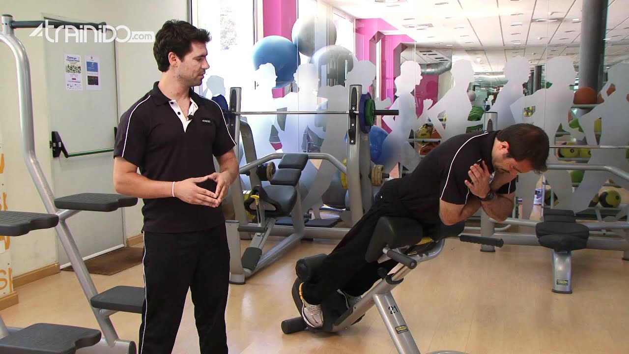 entrenamiento running Lumbar de tronco en banco inclinado