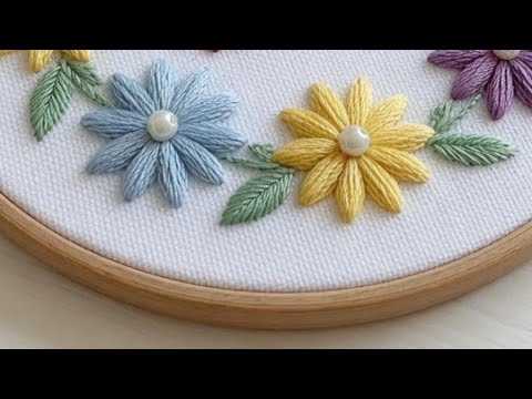3 ورود ثلاثية الأبعاد تعلميها في 5دقائق سهلة وجميلة للمبتدئين Esy Flowers to Embroider in 5 Minutes 